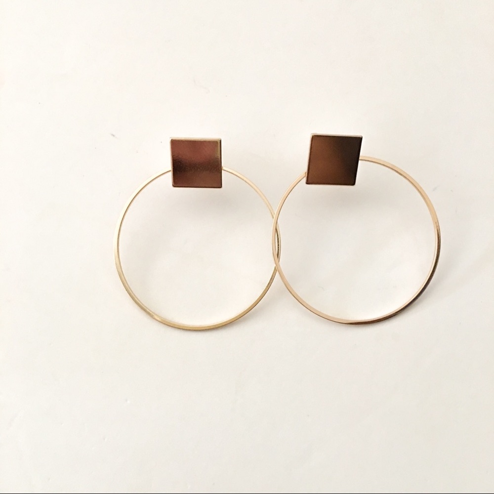 Trendy Jewels Geometry Gold Square Hoop Earrings